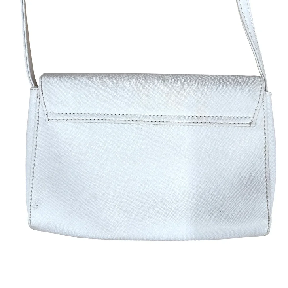 Kenneth Cole‎ Reaction White Saffiano Leather Envelope Crossbody Bag Gold Zipper